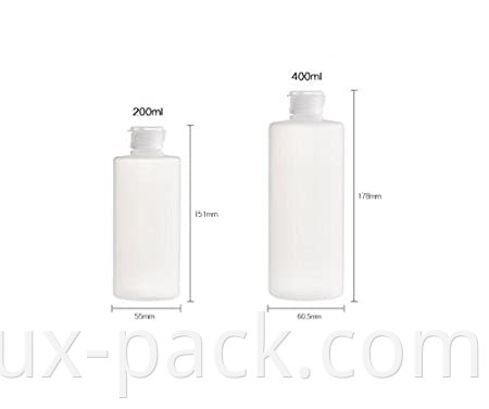 Прозрачные запланированные пустые пластиковые косметические сжимаемые бутылки с флеш -валином с флип -шапкой лосьон для душевого шампуня бутылка шампуня